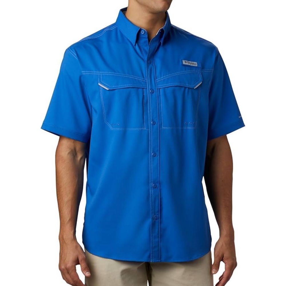 Columbia Blue Casual Button Down Shirt Lightweight Breathable